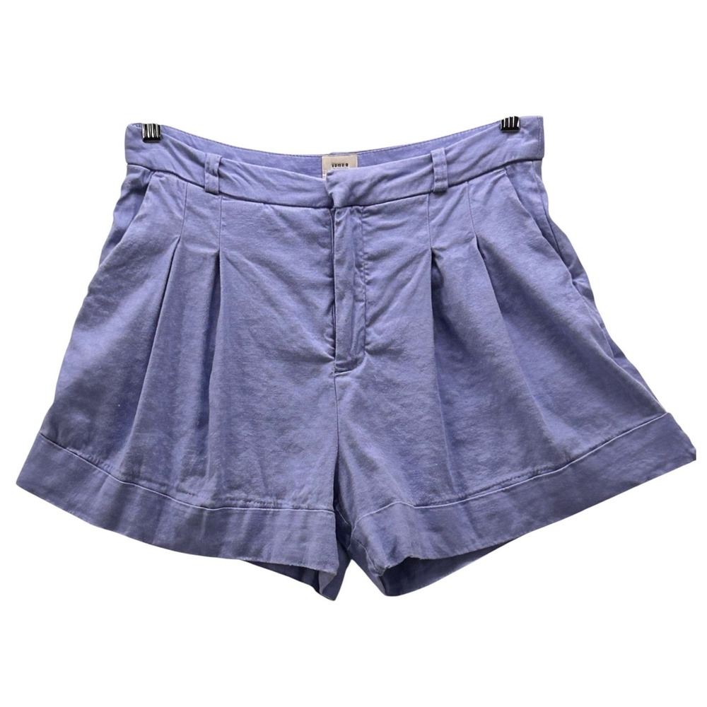 Maeve Linen Pleated Shorts Purple 6‎
